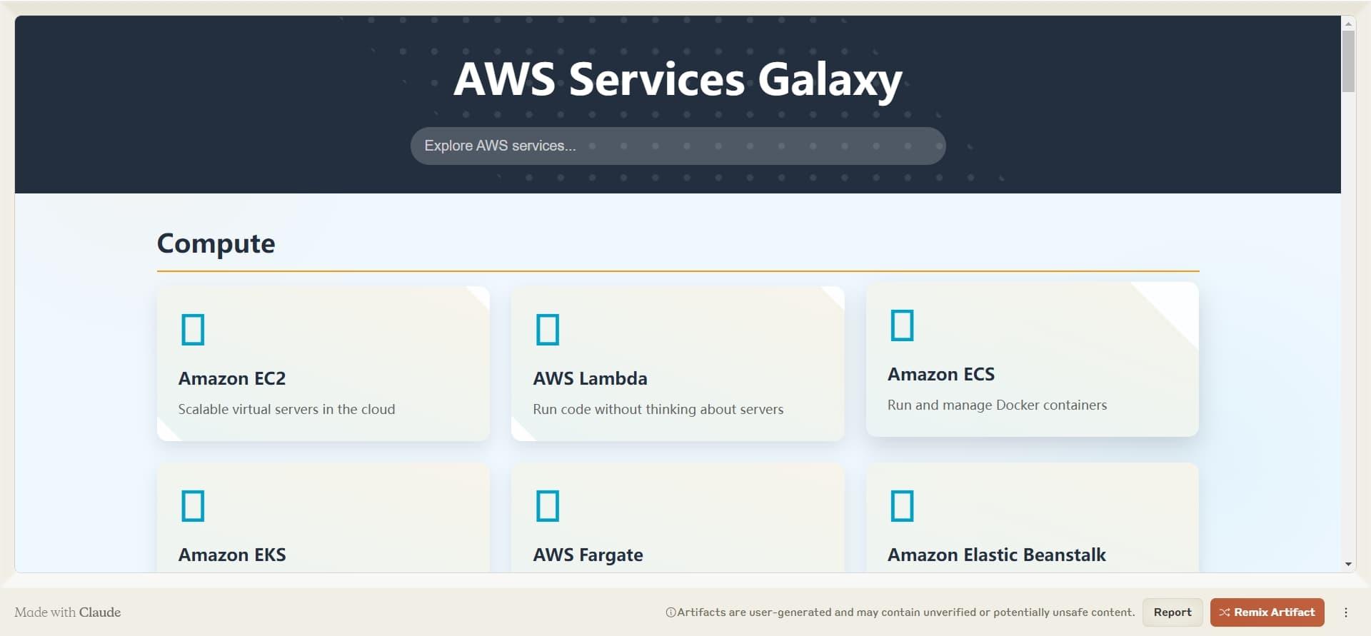 AWS - Claude Artifacts