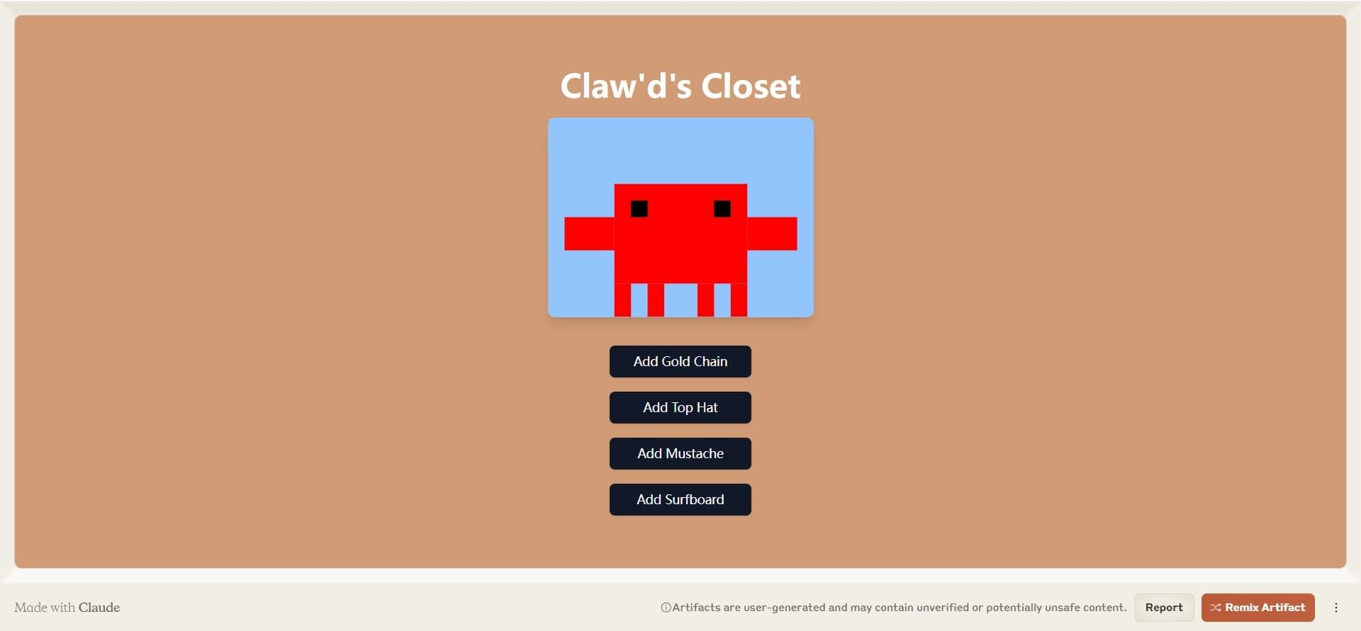 Claw'd's Closet - Claude Artifacts