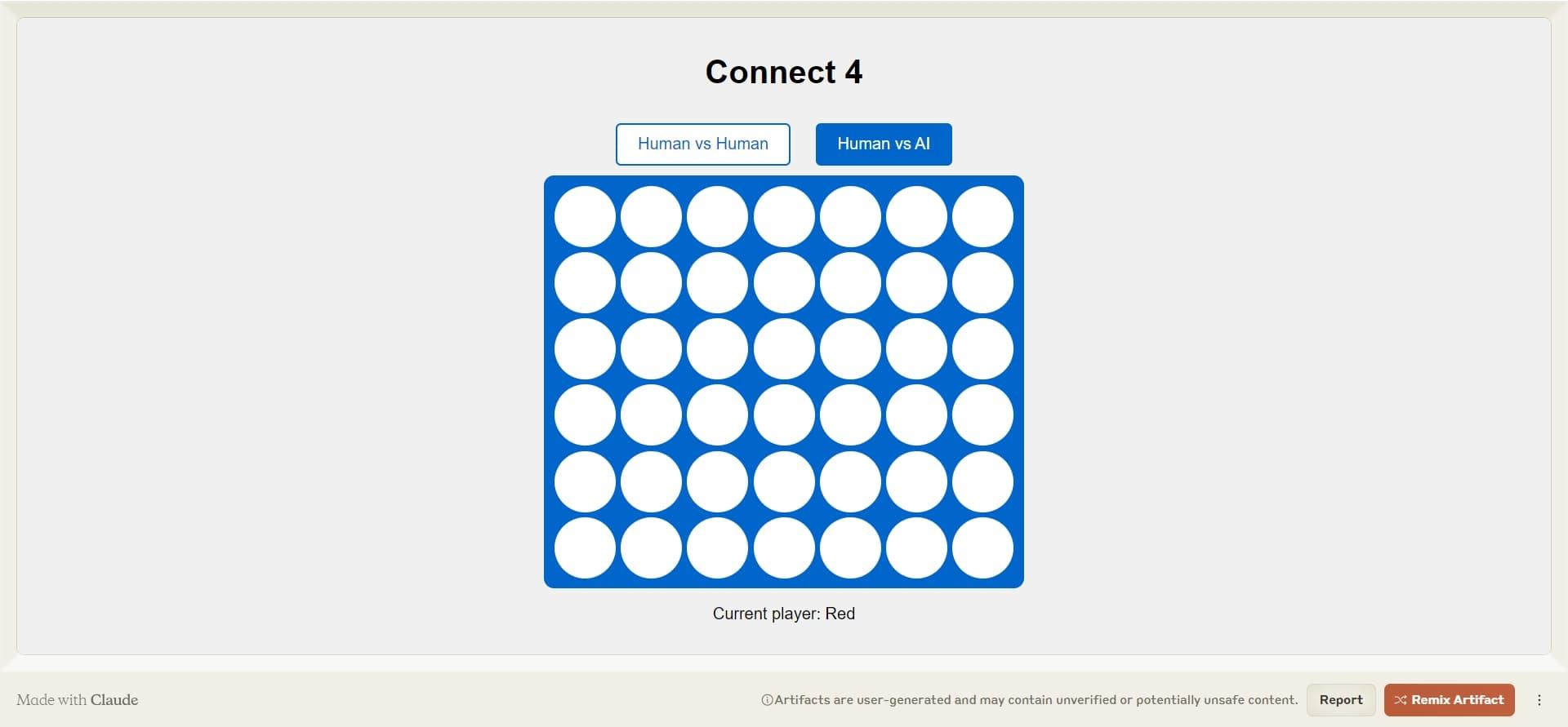 Connect4 Game - Claude Artifacts