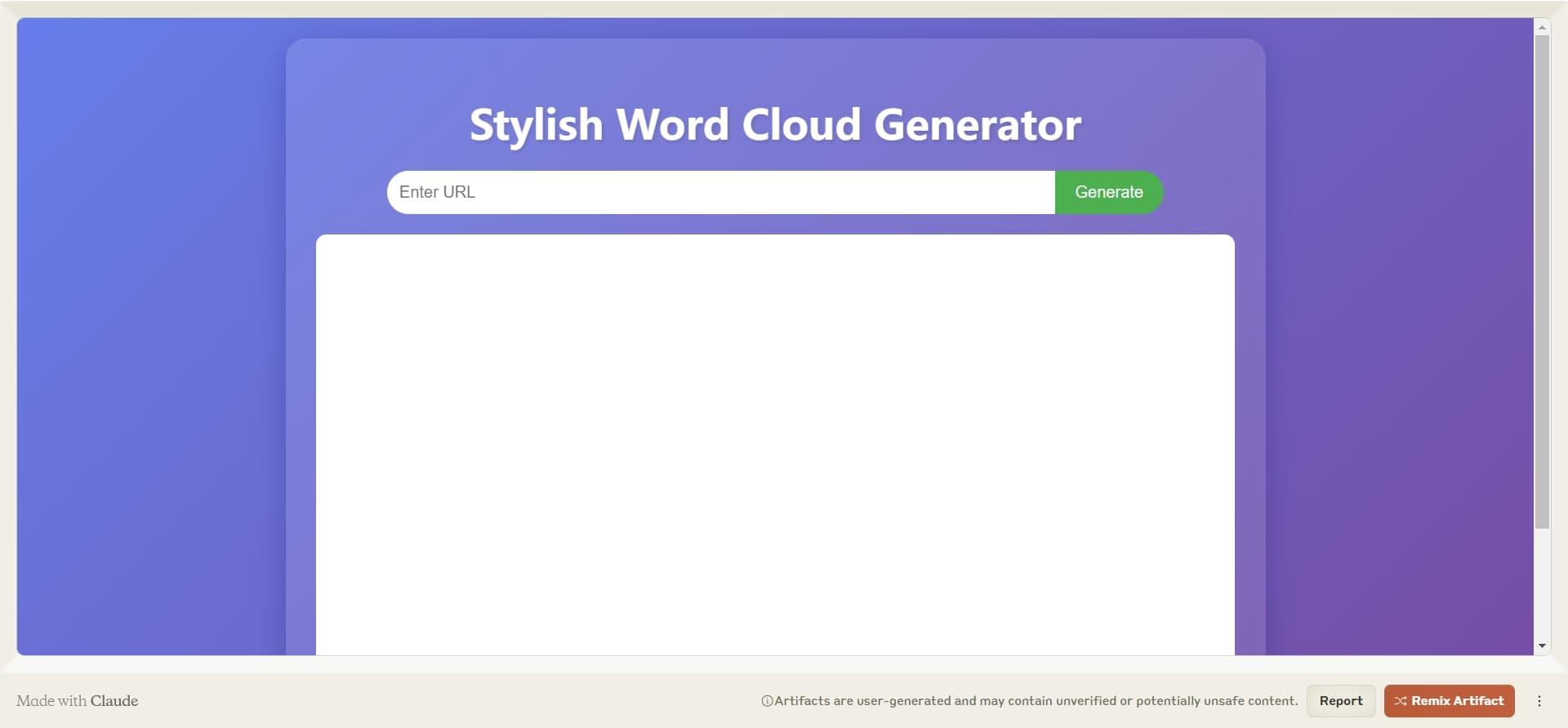 A word cloud Generator - Claude Artifacts